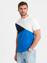 Ombre Clothing T-shirt da uomo in cotone bianco e blu Ombre Clothing