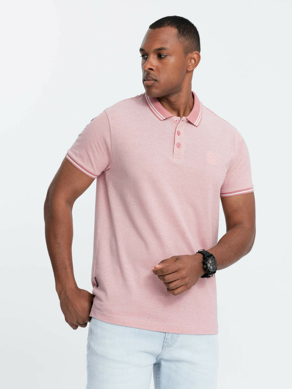 Ombre Clothing Polo uomo melange con collo a righe Ombre Clothing