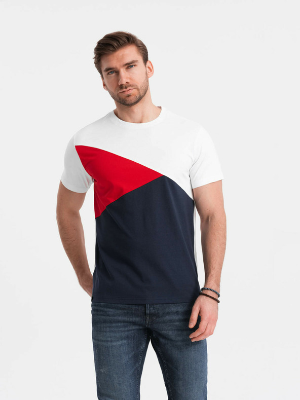 Ombre Clothing T-shirt da uomo in cotone rosso e bianco Ombre Clothing