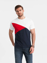 Ombre Clothing T-shirt da uomo in cotone rosso e bianco Ombre Clothing