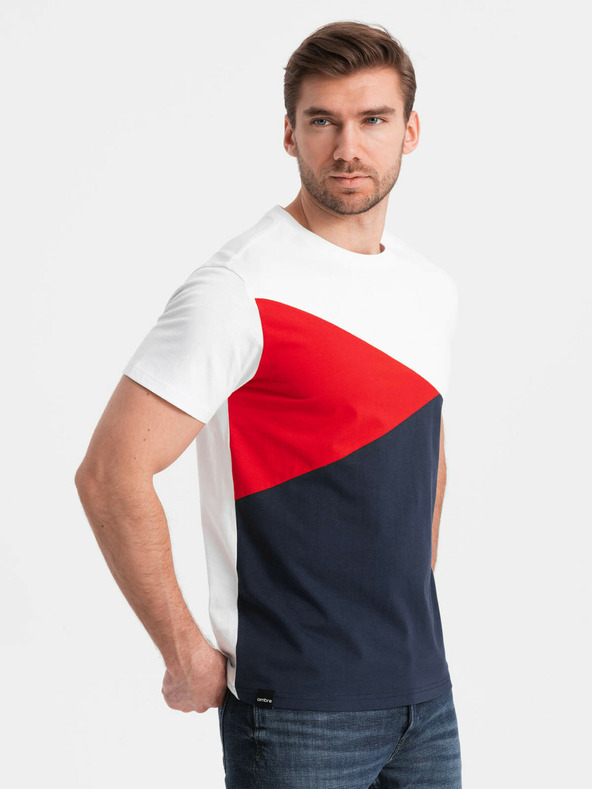 Ombre Clothing T-shirt da uomo in cotone rosso e bianco Ombre Clothing