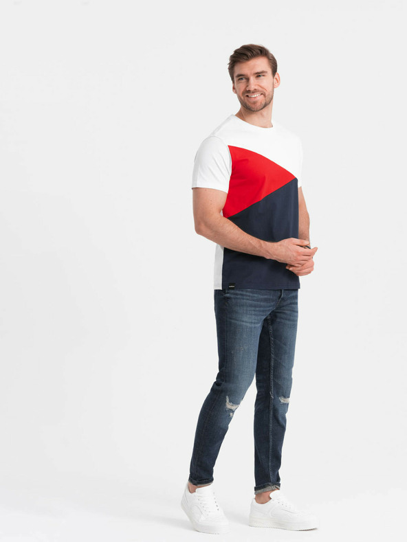 Ombre Clothing T-shirt da uomo in cotone rosso e bianco Ombre Clothing