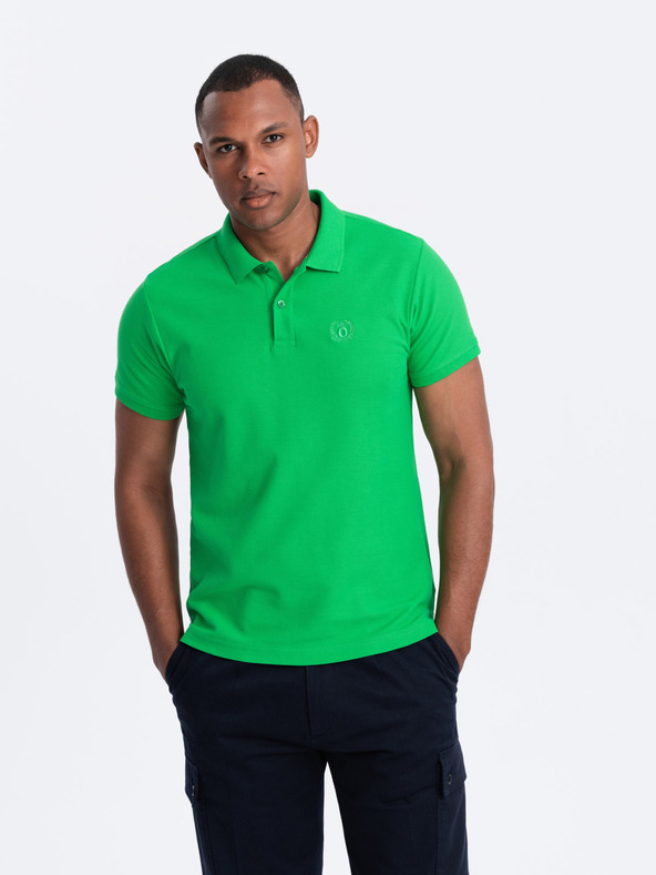 Ombre Clothing Polo basic verde da uomo Ombre Clothing