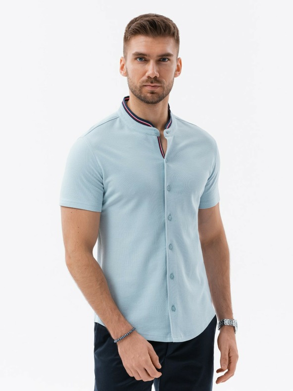 Ombre Clothing Maglia da uomo blu a maniche corte Ombre Clothing