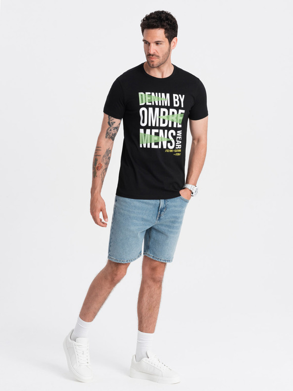 Ombre Clothing T-shirt nera da uomo in cotone Ombre Clothing