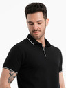 Ombre Clothing Polo nera da uomo senza bottoni Ombre Clothing