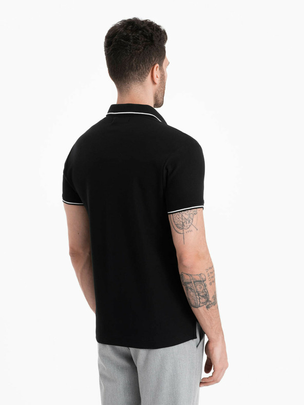 Ombre Clothing Polo nera da uomo senza bottoni Ombre Clothing