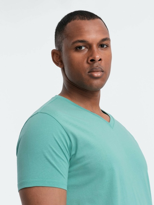 Ombre Clothing Maglietta girocollo basic in cotone turchese da uomo Ombre Clothing