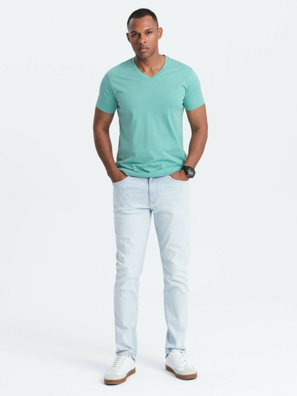 Ombre Clothing Maglietta girocollo basic in cotone turchese da uomo Ombre Clothing