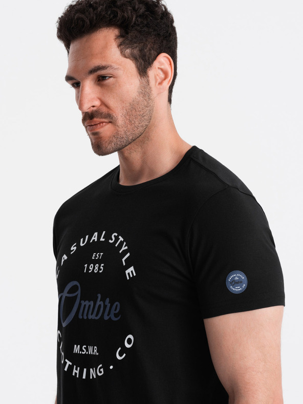 Ombre Clothing Maglietta nera stampata da uomo Ombre Clothing