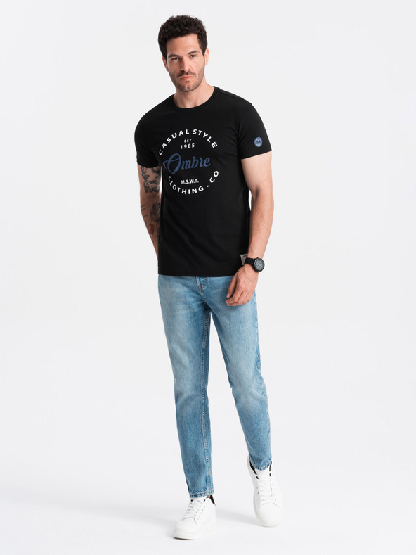 Ombre Clothing Maglietta nera stampata da uomo Ombre Clothing