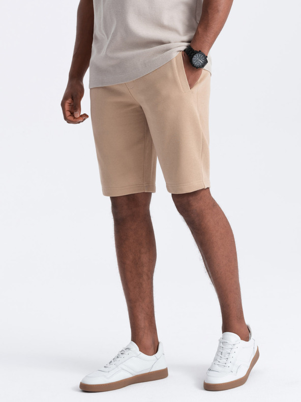 Ombre Clothing Pantaloncini basic da uomo beige Ombre Clothing
