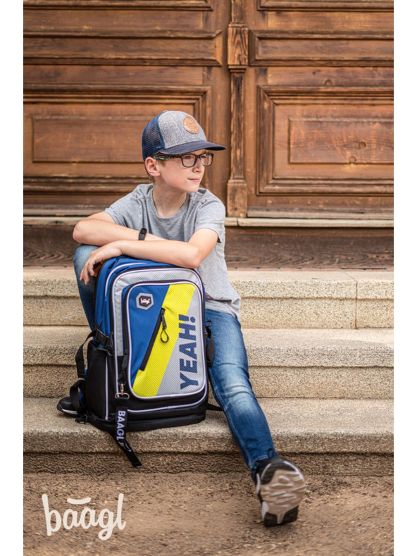 BAAGL  Zaino scuola blu cubo neon Baagl