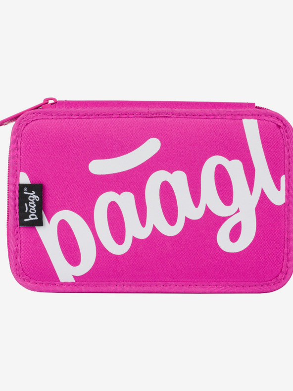 BAAGL  Astuccio scuola rosa a due livelli logo rosa Baagl