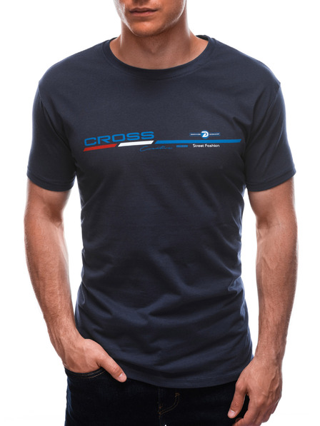 Edoti T-shirt da uomo con stampa - blu scuro EDOTI