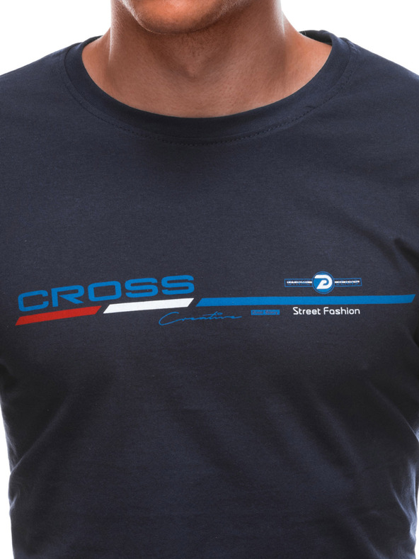 Edoti T-shirt da uomo con stampa - blu scuro EDOTI