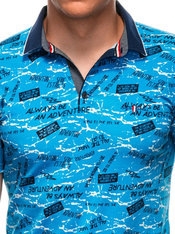 Edoti Polo da uomo con stampa - azzurro EDOTI