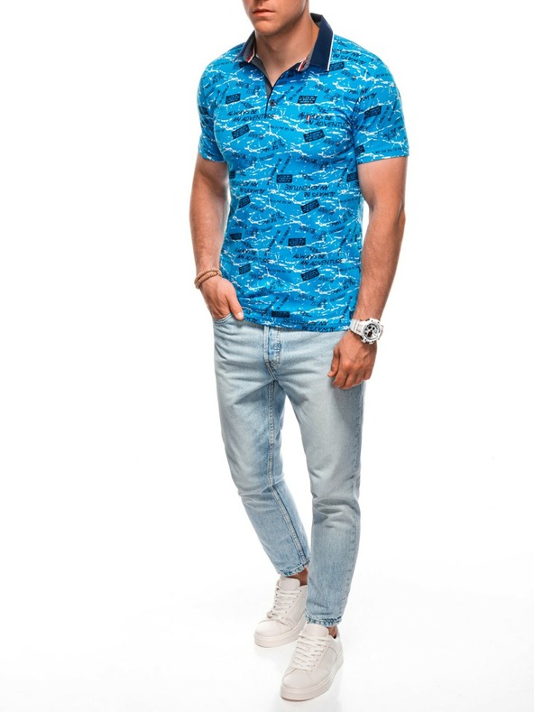 Edoti Polo da uomo con stampa - azzurro EDOTI