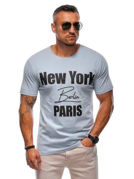 Edoti T-shirt da uomo con stampa - grigia EDOTI