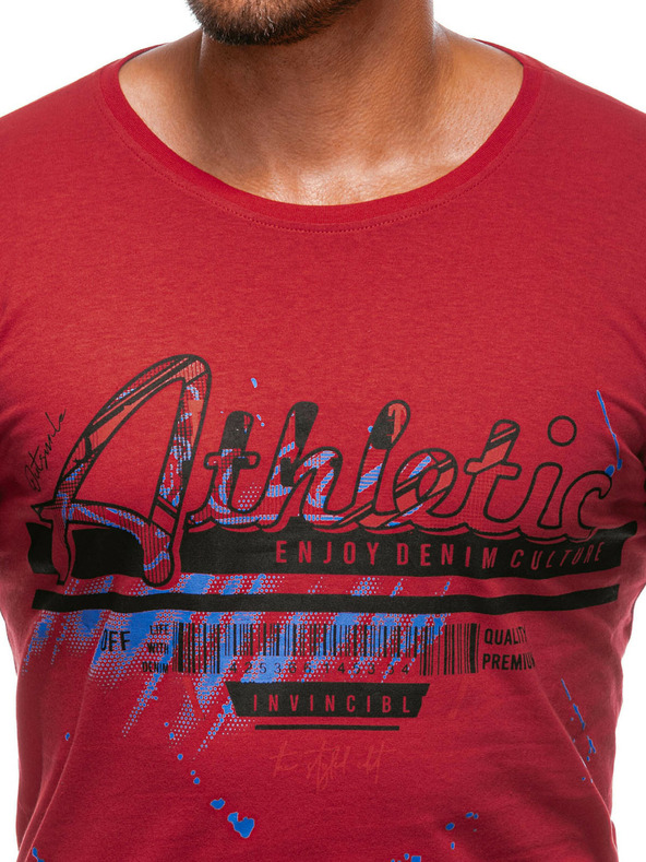 Edoti Maglietta rossa da uomo con stampa Edoti