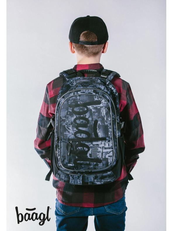 BAAGL  Zaino scolastico grigio Baagl Core Technic