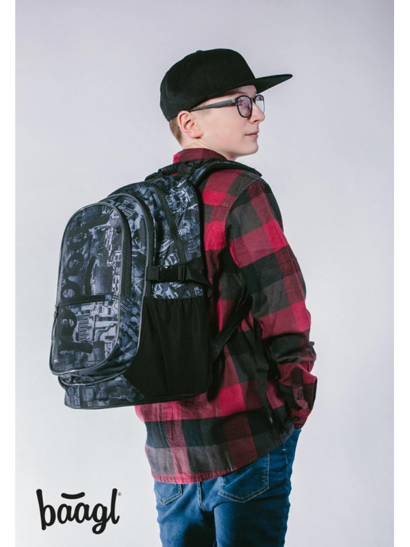 BAAGL  Zaino scolastico grigio Baagl Core Technic