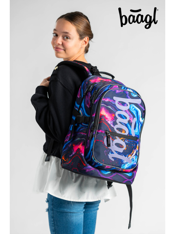 BAAGL  Set scuola viola - zaino, astuccio, borsa Baagl Core Marble