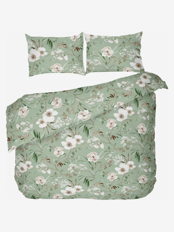 Kvalitex French cotton bedding DELUX 220x200, 70x90cm MAGNOLIA green