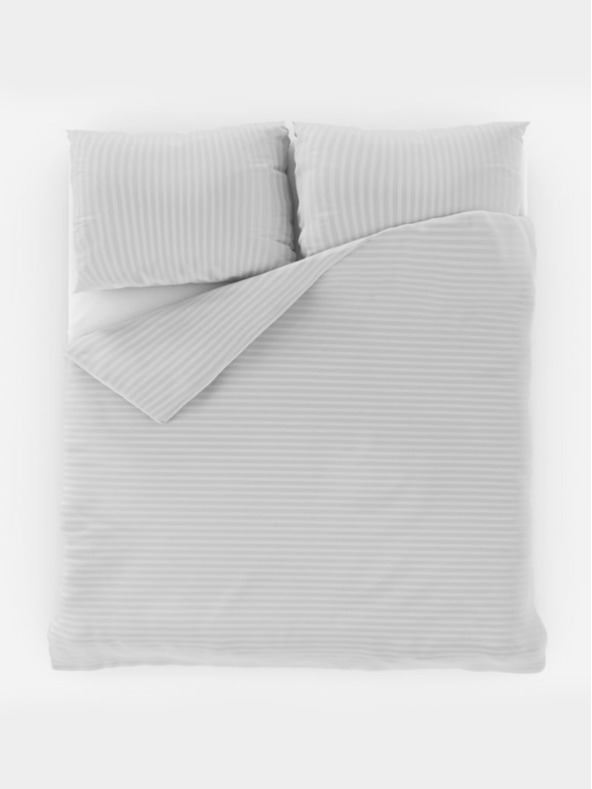 Kvalitex Lenzuola in raso a righe 140x200, 70x90cm BIANCO