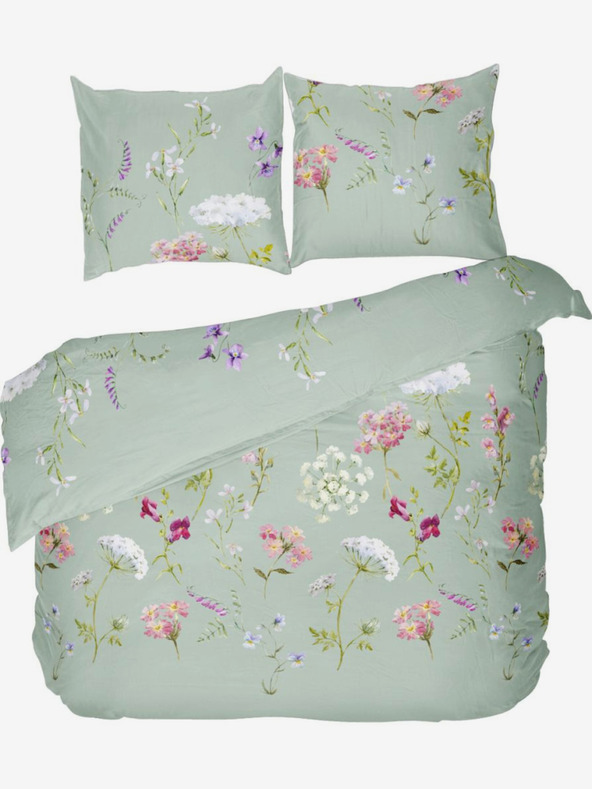 Kvalitex Lenzuolo in cotone francese DELUX 200x200, 70x90cm verde BOTANICA