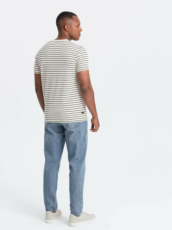 Ombre Clothing T-shirt da uomo a righe con patch Ombre Clothing