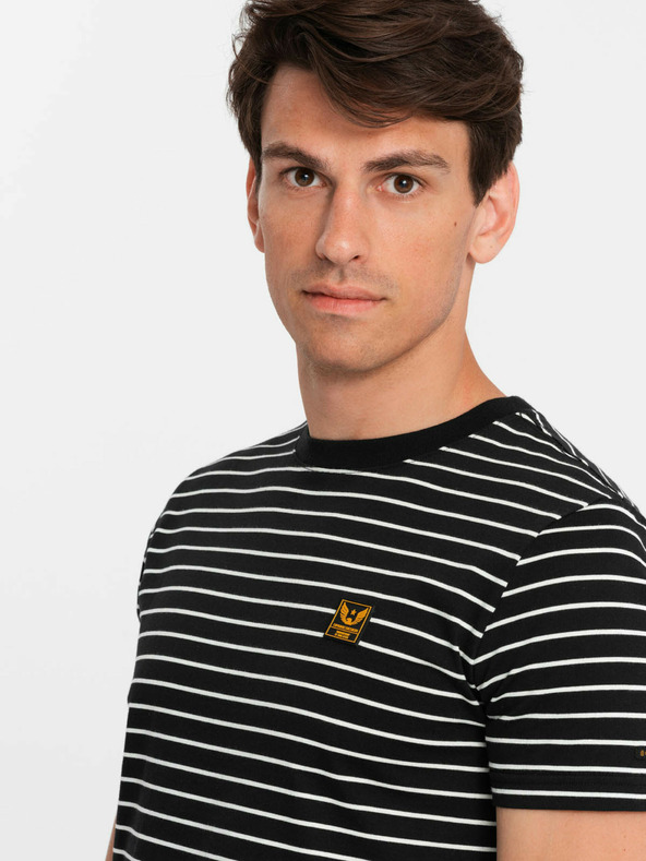 Ombre Clothing T-shirt da uomo a righe con patch Ombre Clothing