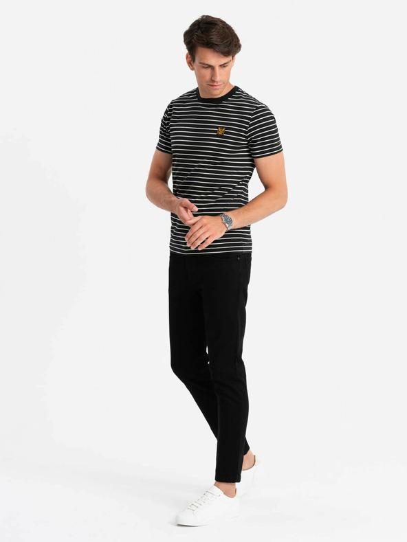 Ombre Clothing T-shirt da uomo a righe con patch Ombre Clothing