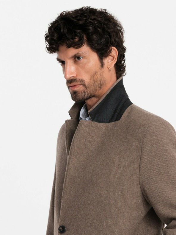 Ombre Clothing Cappotto monopetto elegante da uomo in misto lana Ombre Clothing V1 OM-COWC-0114