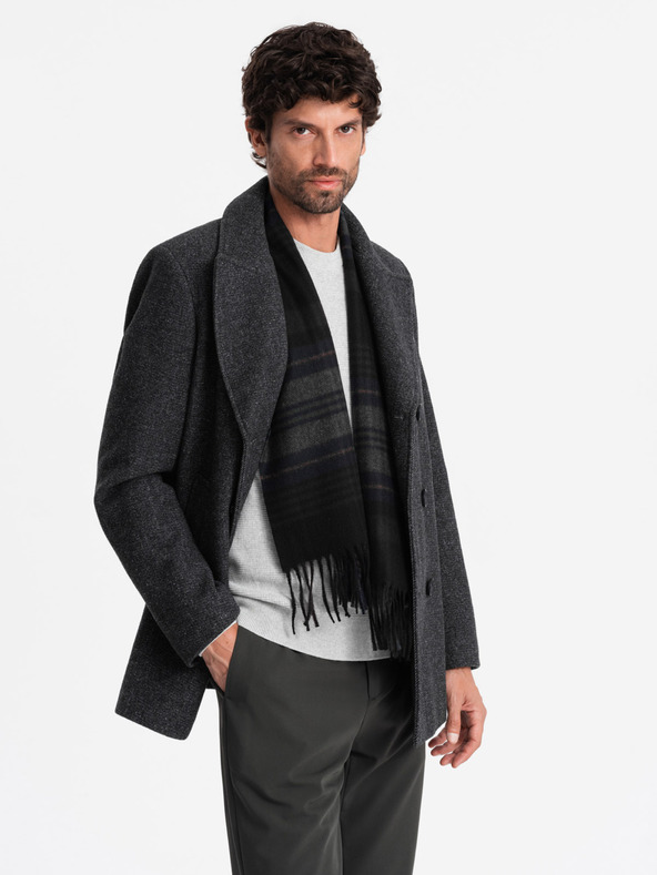 Ombre Clothing Cappotto doppiopetto corto da uomo in lana Ombre Clothing V1 OM-COWC-0115