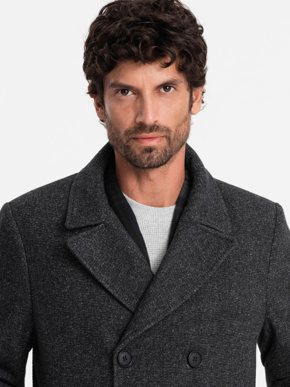 Ombre Clothing Cappotto doppiopetto corto da uomo in lana Ombre Clothing V1 OM-COWC-0115
