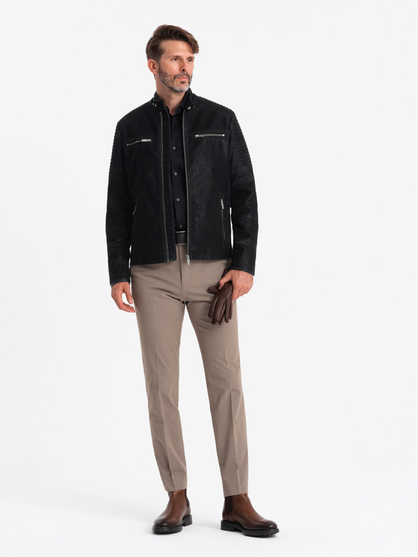 Ombre Clothing Giacca biker retrò da uomo con collo alto Ombre Clothing V2 OM-JAFL-0197