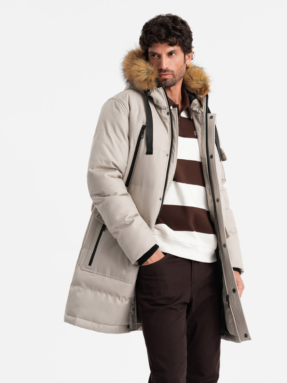 Ombre Clothing Parka lungo da uomo con cappuccio Ombre Clothing