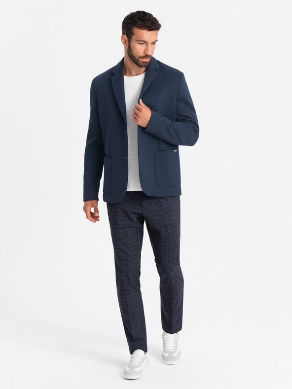 Ombre Clothing Giacca da uomo con cappuccio e collo alto blu scuro Ombre Clothing