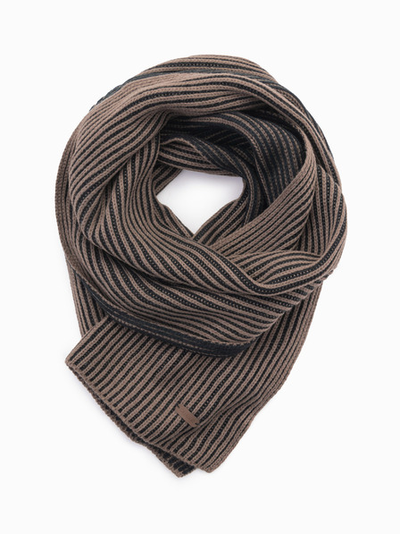 Ombre Clothing Sciarpa da uomo in maglia a righe bicolore marrone e nero Ombre Clothing