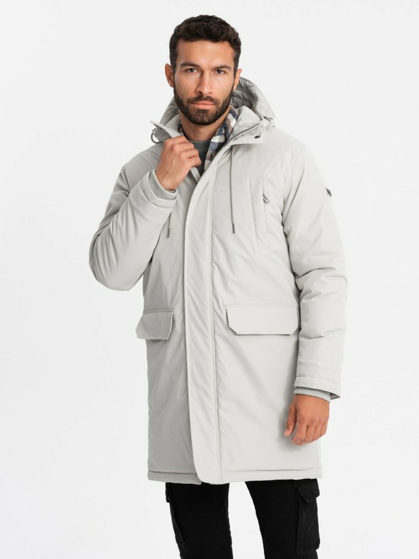 Ombre Clothing Parka lungo classico da uomo crema Ombre Clothing