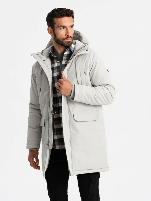 Ombre Clothing Parka lungo classico da uomo crema Ombre Clothing