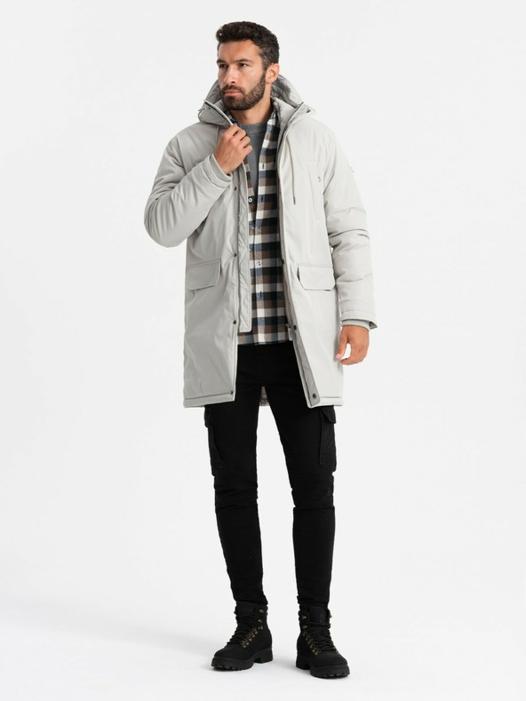 Ombre Clothing Parka lungo classico da uomo crema Ombre Clothing
