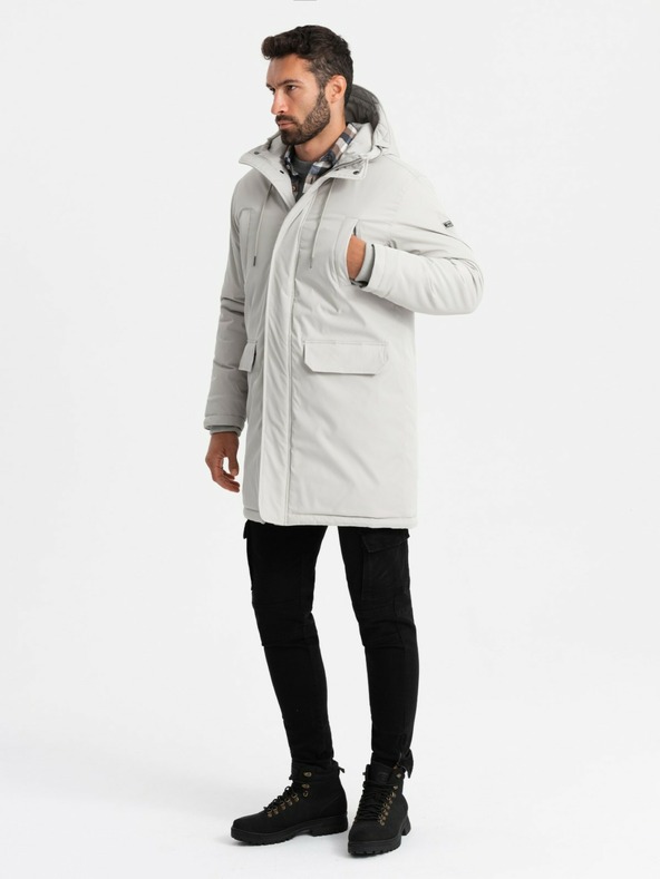 Ombre Clothing Parka lungo classico da uomo crema Ombre Clothing