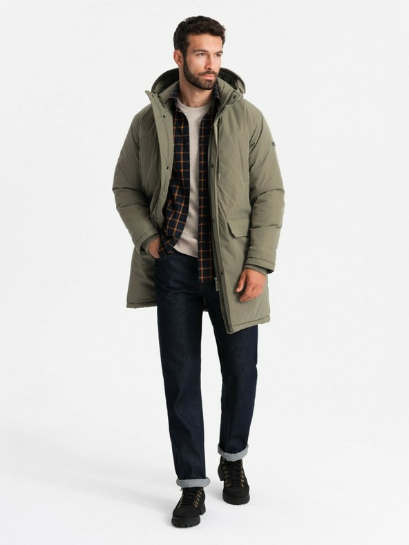 Ombre Clothing Parka classico lungo da uomo oliva Ombre Clothing