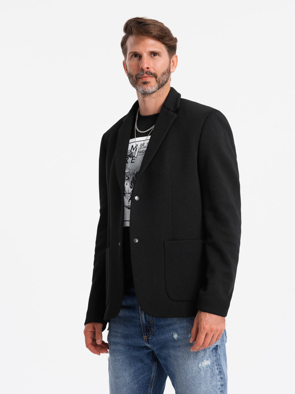 Ombre Clothing Giacca da uomo a collo alto con cappuccio nero Ombre Clothing