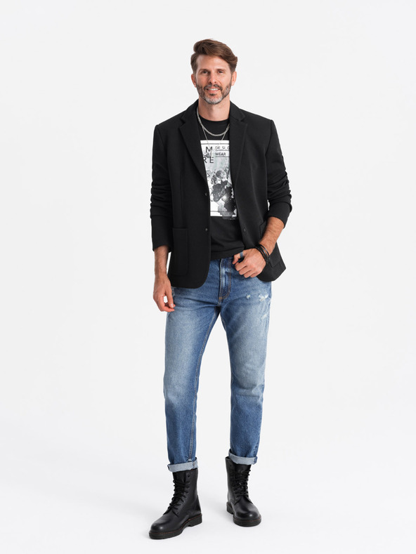 Ombre Clothing Giacca da uomo a collo alto con cappuccio nero Ombre Clothing