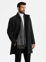 Ombre Clothing Cappotto da uomo a collo alto con chiusura asimmetrica nero Ombre Clothing