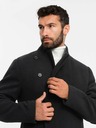 Ombre Clothing Cappotto da uomo a collo alto con chiusura asimmetrica nero Ombre Clothing