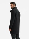 Ombre Clothing Cappotto da uomo a collo alto con chiusura asimmetrica nero Ombre Clothing
